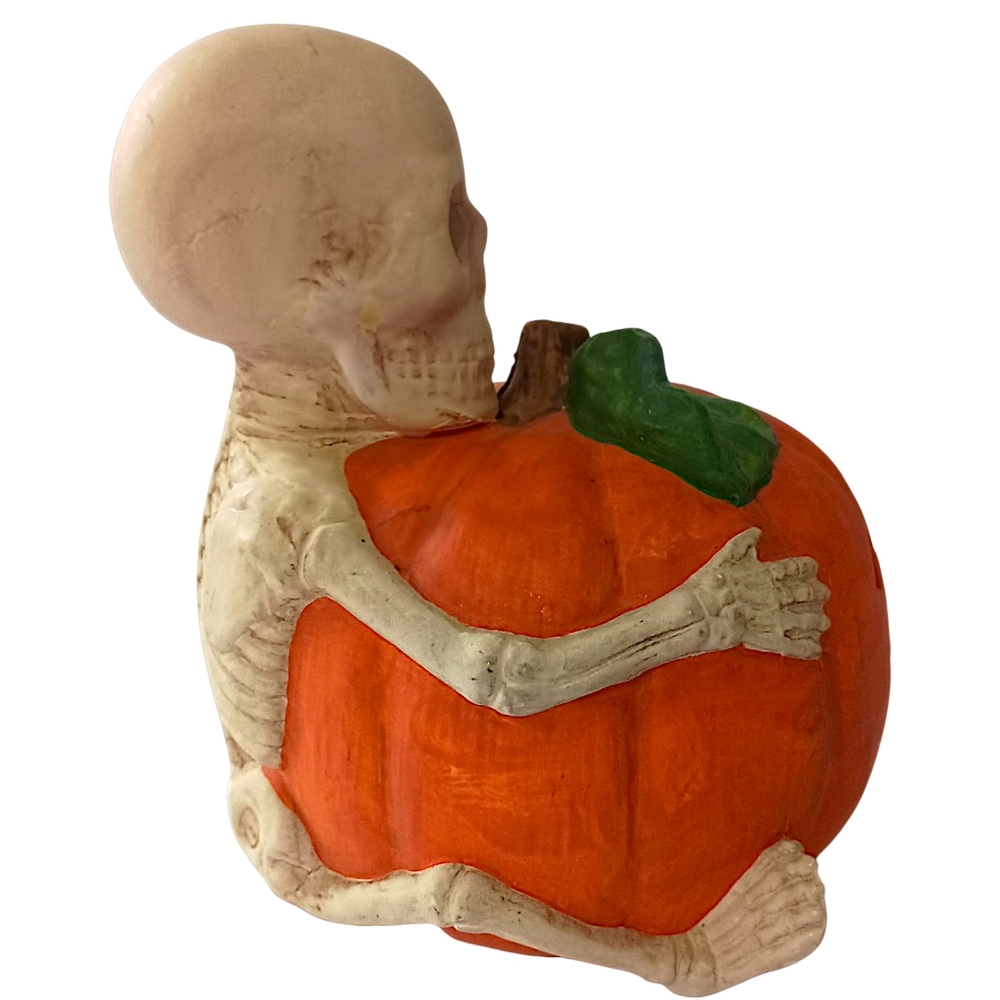Vintage Halloween Figure Pumpkin Skeleton Light Up Ceramic 90s‎ Spooky Autumn - Picture 9 of 16